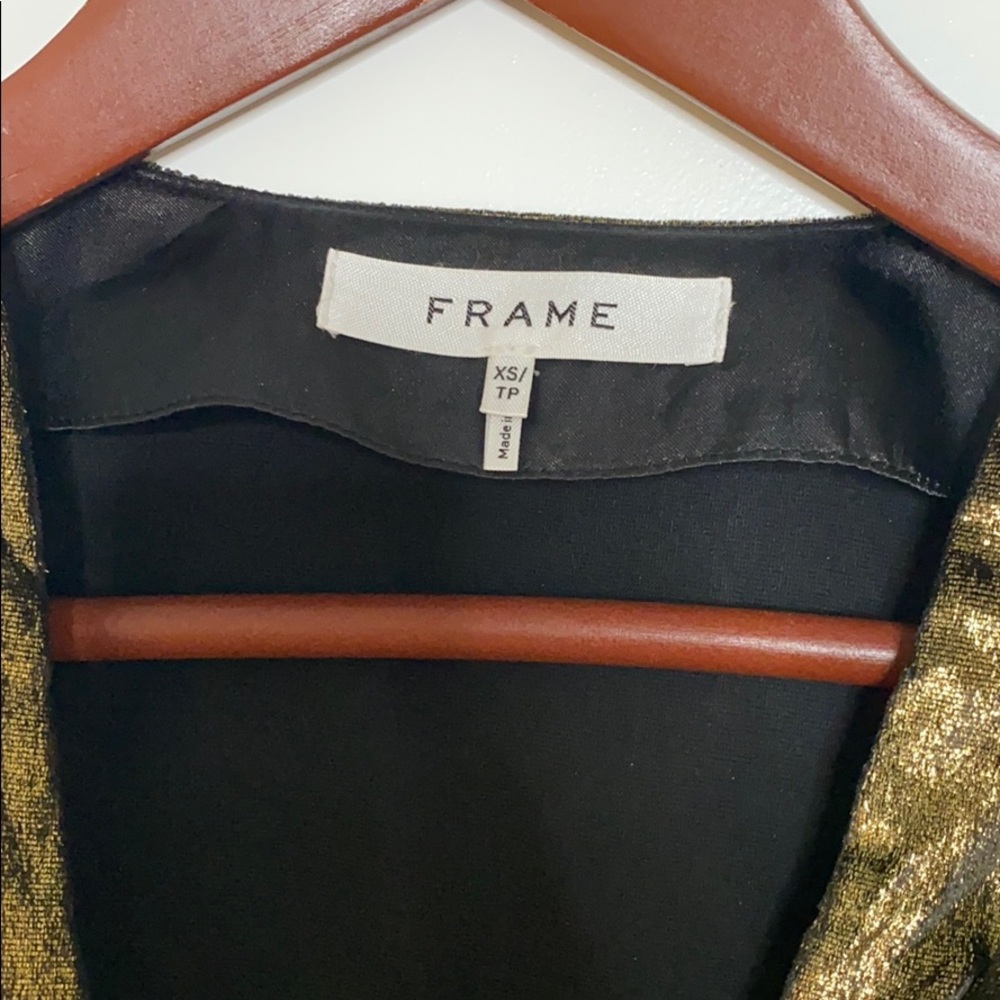 FRAME Gold/Bronze Metallic Smocked Women's Top XS - Picture 4 of 7